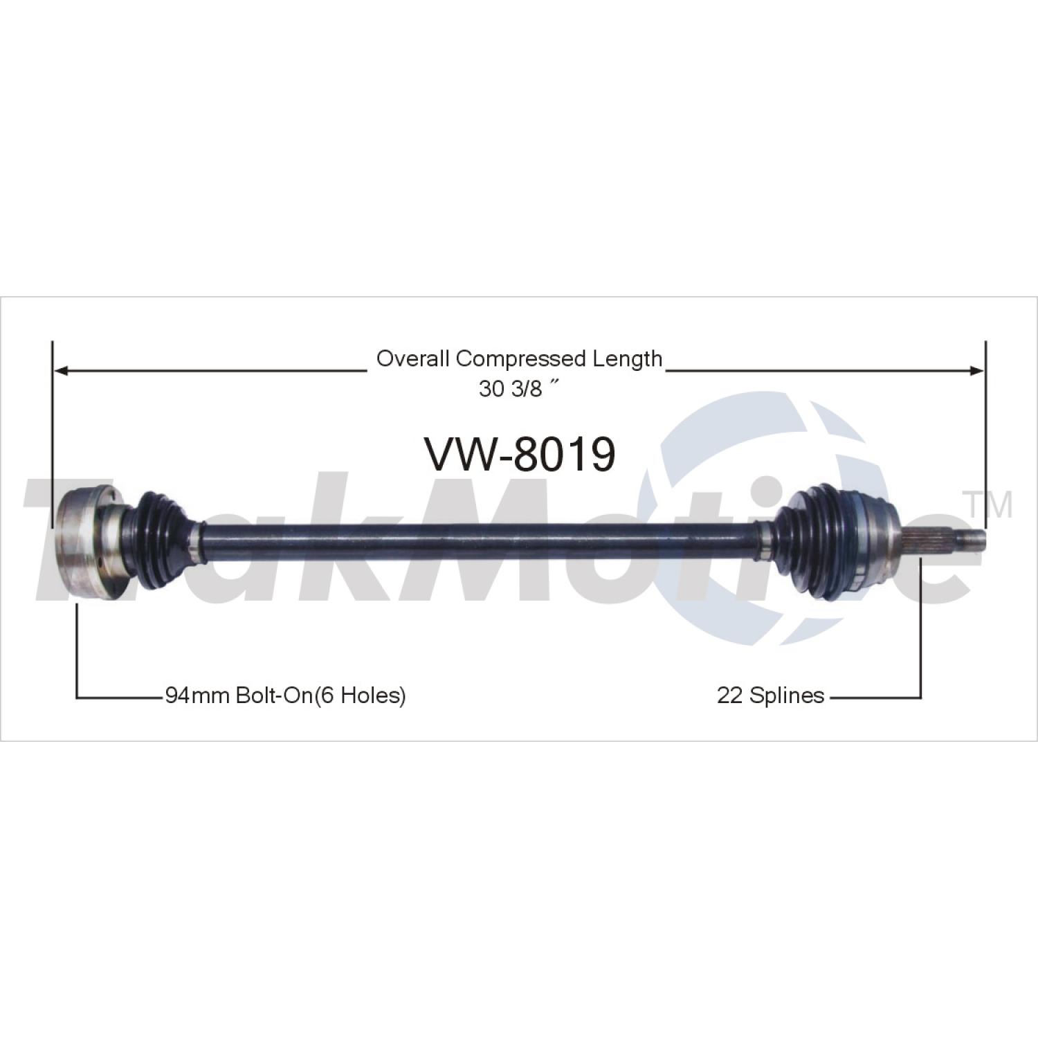 TrakMotive VW8019 - CV Axle Shaft TrakMotive VW8019 CV Axle Shaft product image 1 of 3