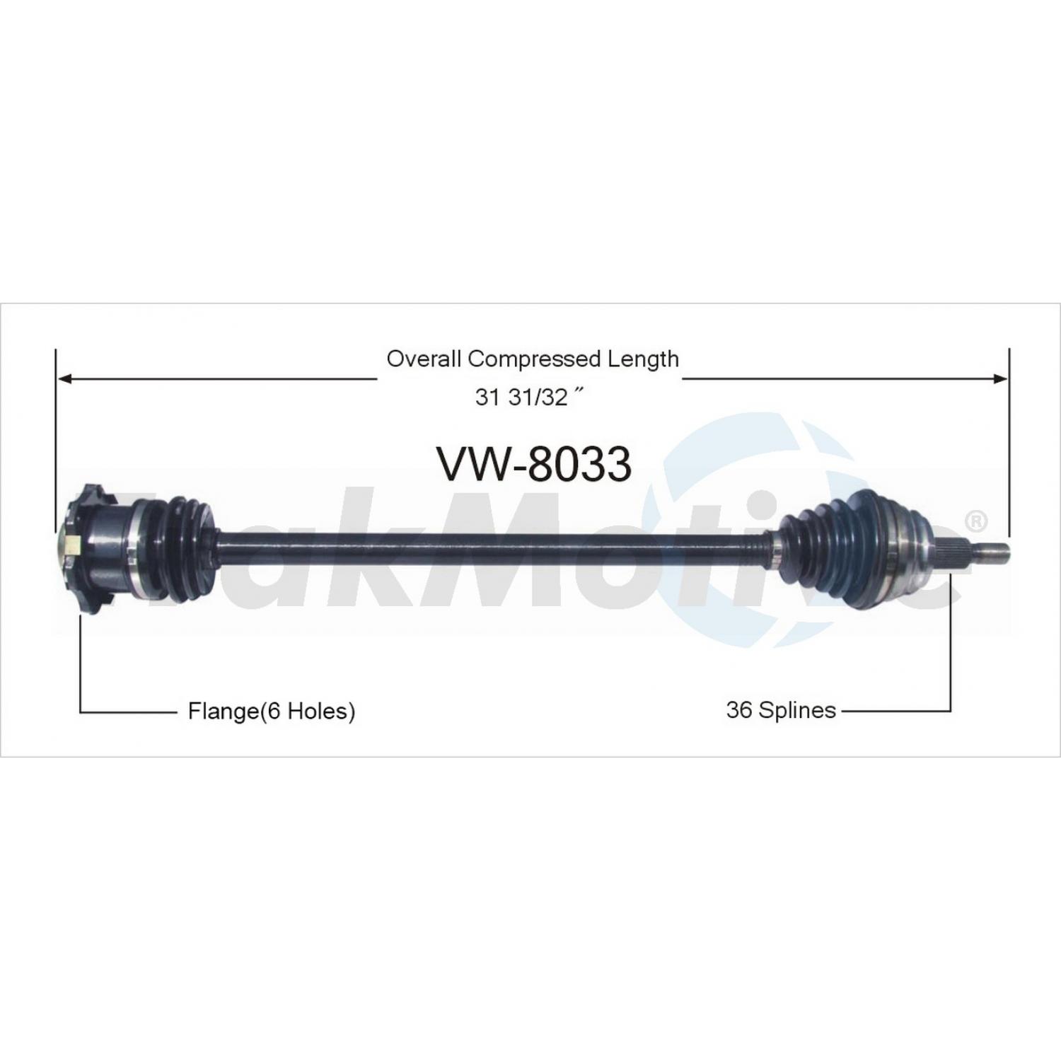 TrakMotive VW8033 - CV Axle Shaft TrakMotive VW8033 CV Axle Shaft product image 1 of 3