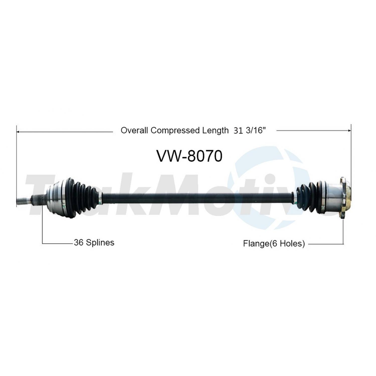 TrakMotive VW8070 - CV Axle Shaft TrakMotive VW8070 CV Axle Shaft product image 1 of 3