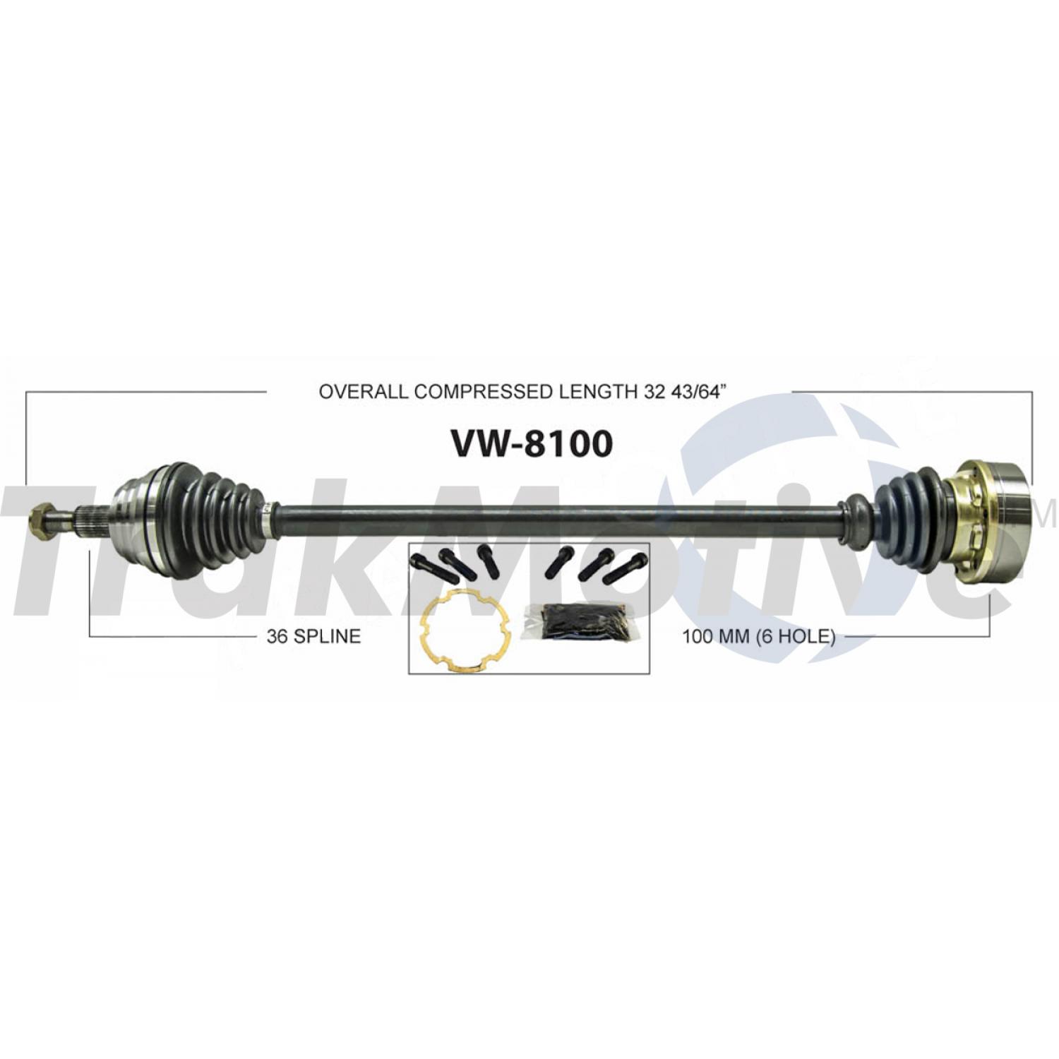 TrakMotive VW8100 CV Axle Shaft product image 1 of 3