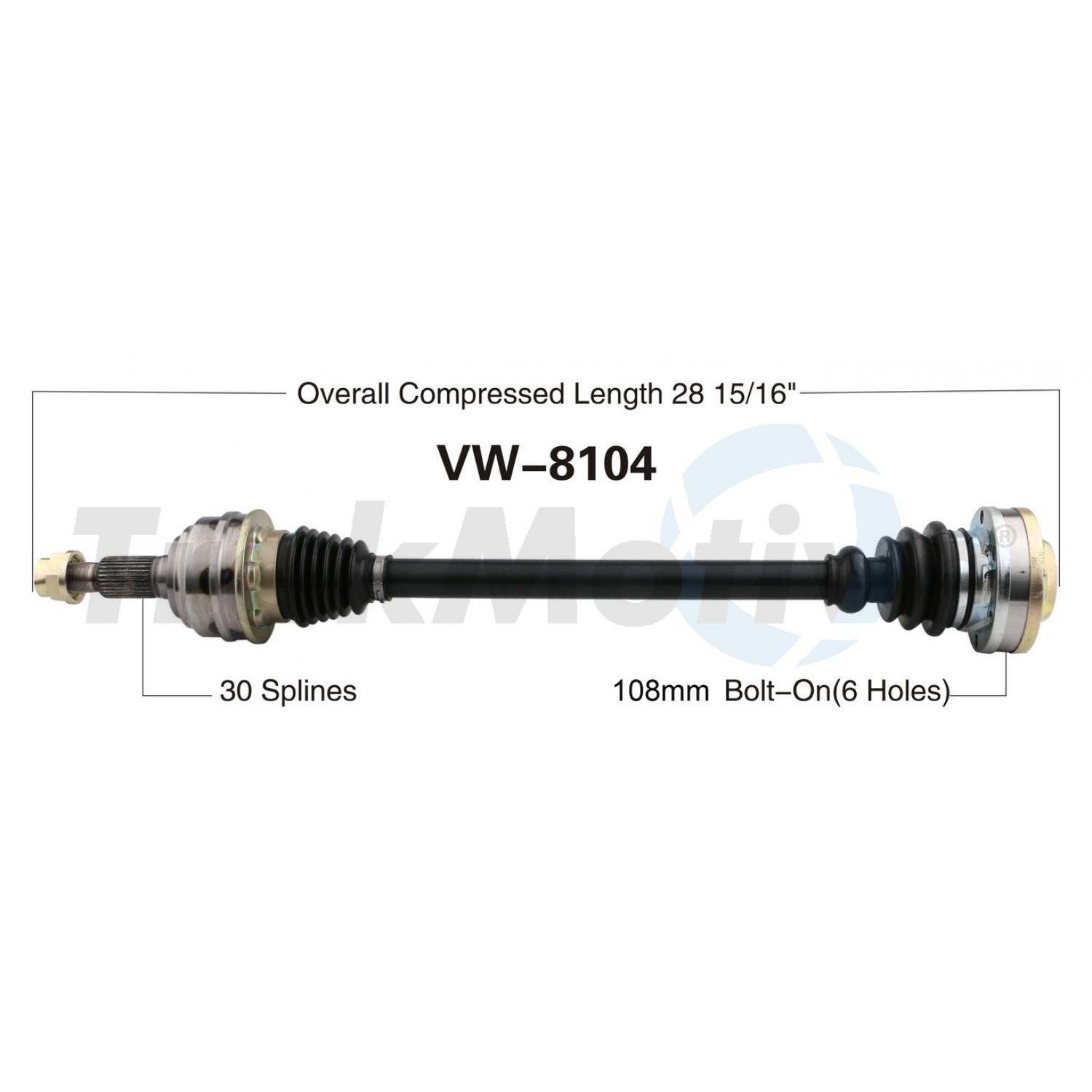 TrakMotive VW8104 - CV Axle Shaft TrakMotive VW8104 CV Axle Shaft product image 1 of 3