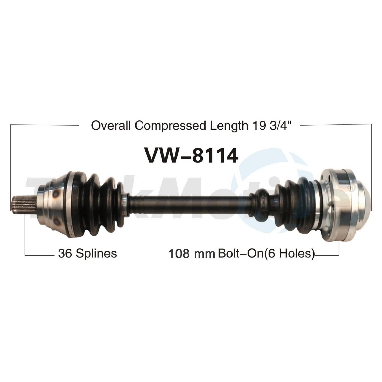 TrakMotive VW8114 - CV Axle Shaft TrakMotive VW8114 CV Axle Shaft product image 1 of 3