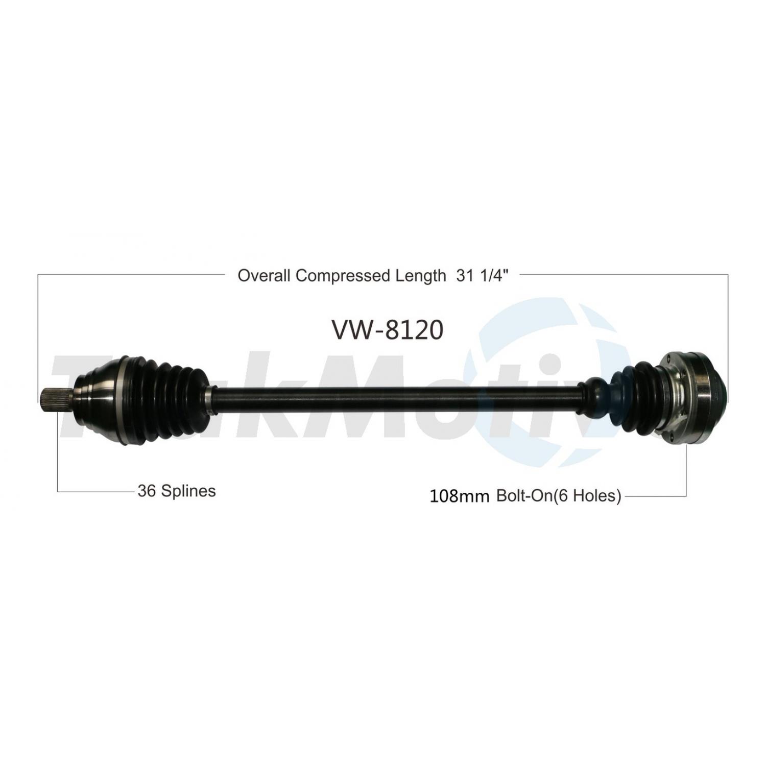 TrakMotive VW8120 - CV Axle Shaft TrakMotive VW8120 CV Axle Shaft product image 1 of 3