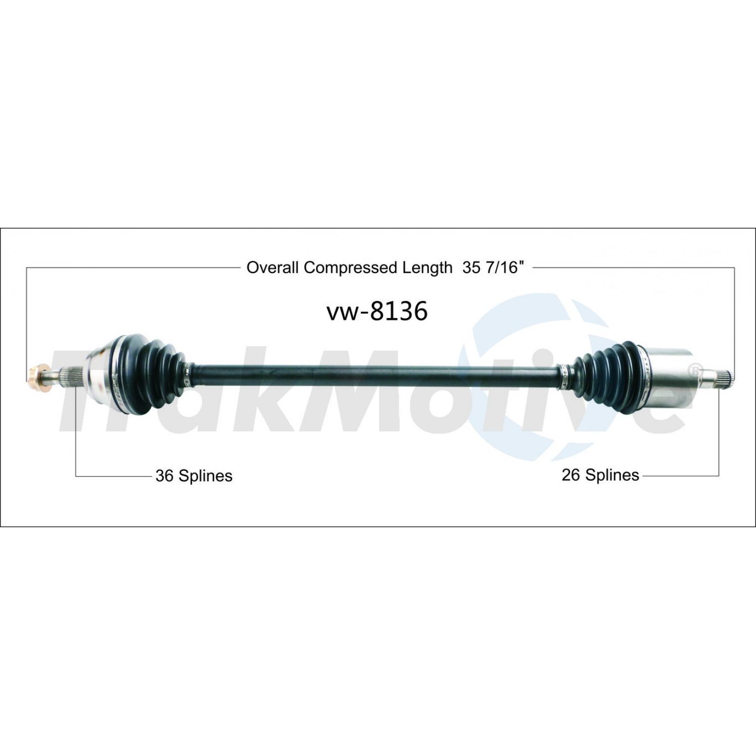 TrakMotive VW8136 - CV Axle Shaft TrakMotive VW8136 CV Axle Shaft product image 1 of 3