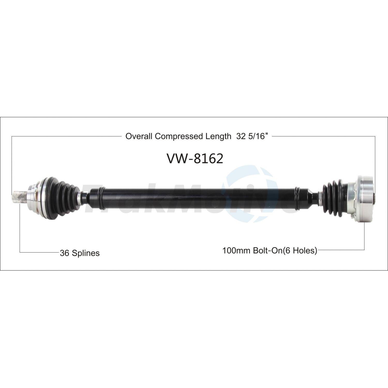 TrakMotive VW8162 - CV Axle Shaft TrakMotive VW8162 CV Axle Shaft product image 1 of 3