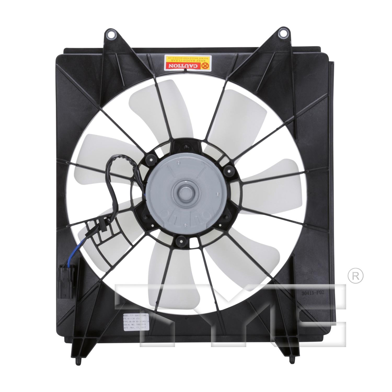 TYC 611130 A/C Condenser Fan Assembly product image 2 of 4