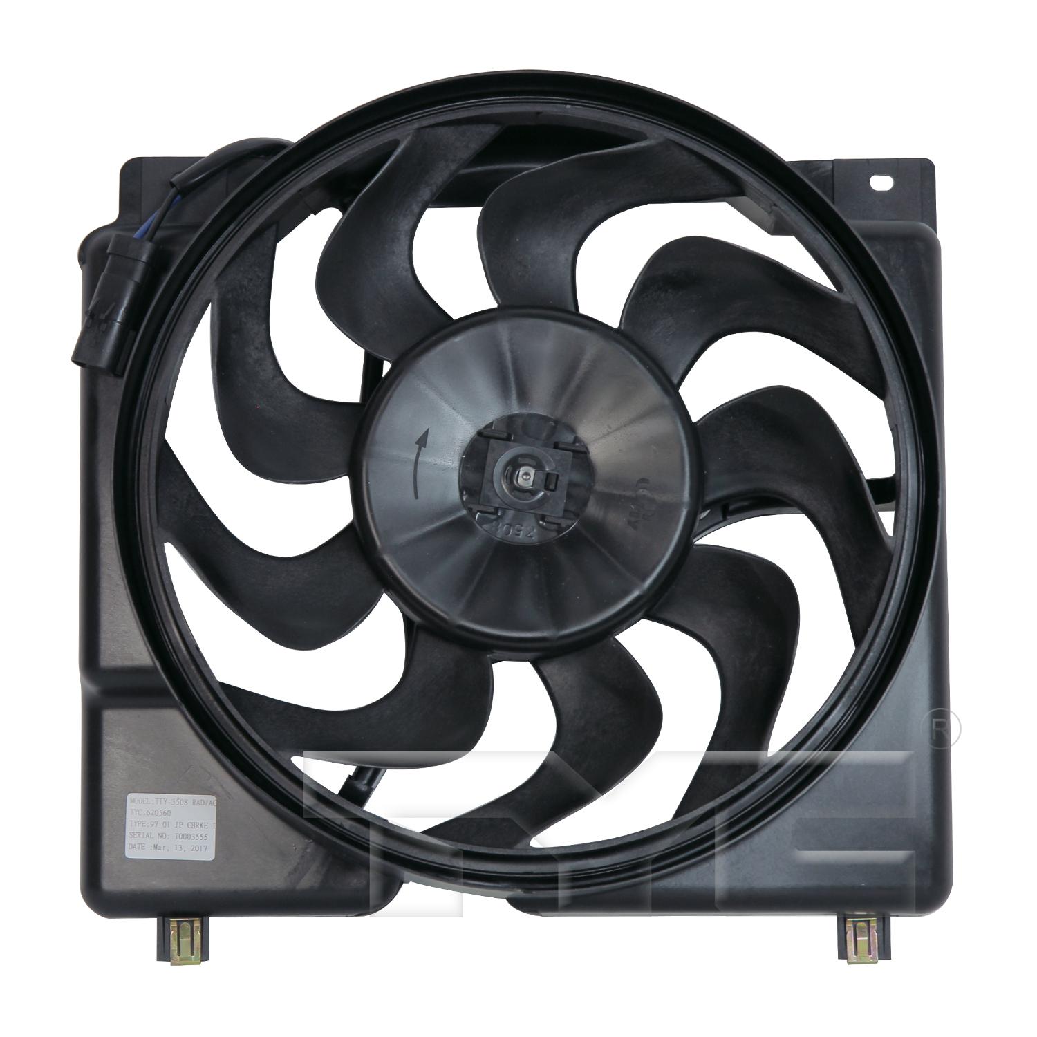 TYC 620560 Dual Radiator and Condenser Fan Assembly product image 1 of 3