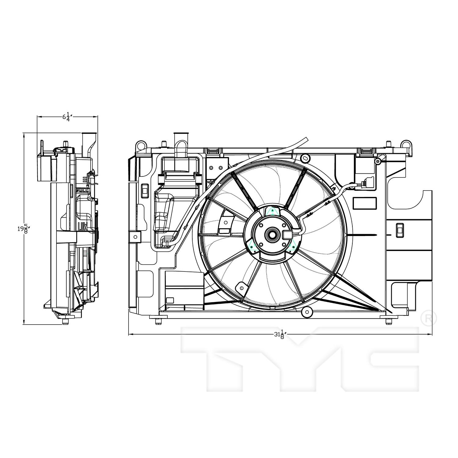 TYC 623150 Dual Radiator and Condenser Fan Assembly product image 1 of 4