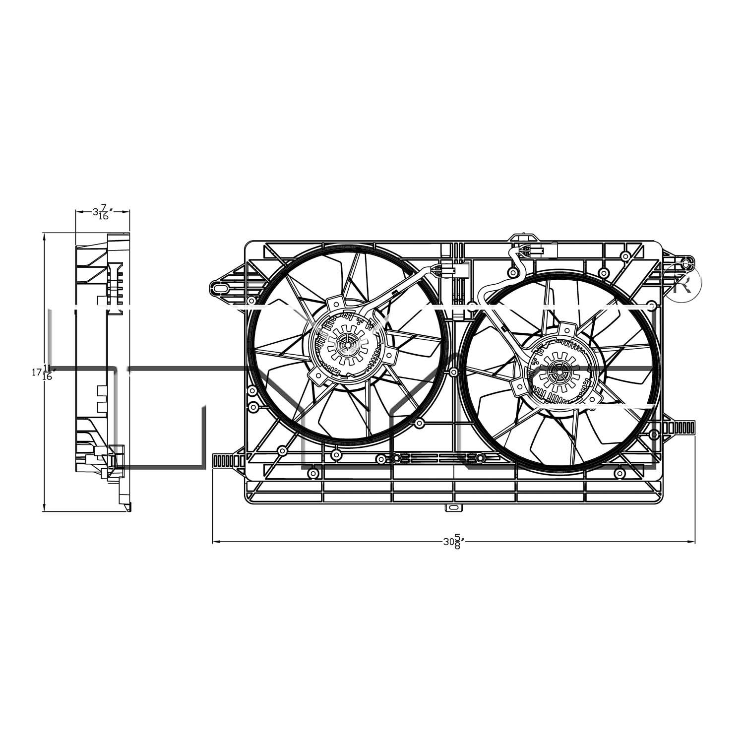 TYC 623170 Dual Radiator and Condenser Fan Assembly product image 4 of 4