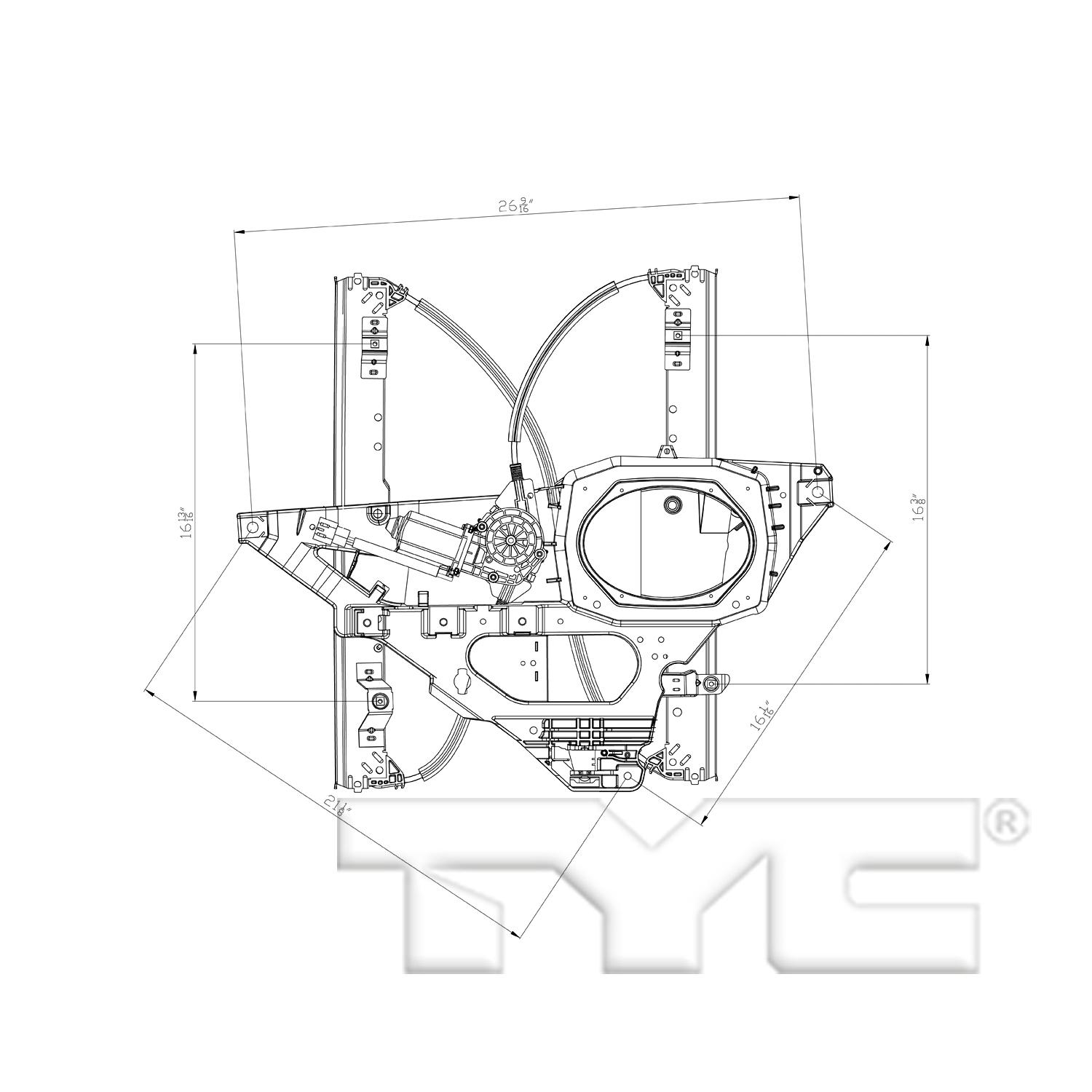 TYC 660547 Power Window Motor and Regulator Assembly product image 1 of 7